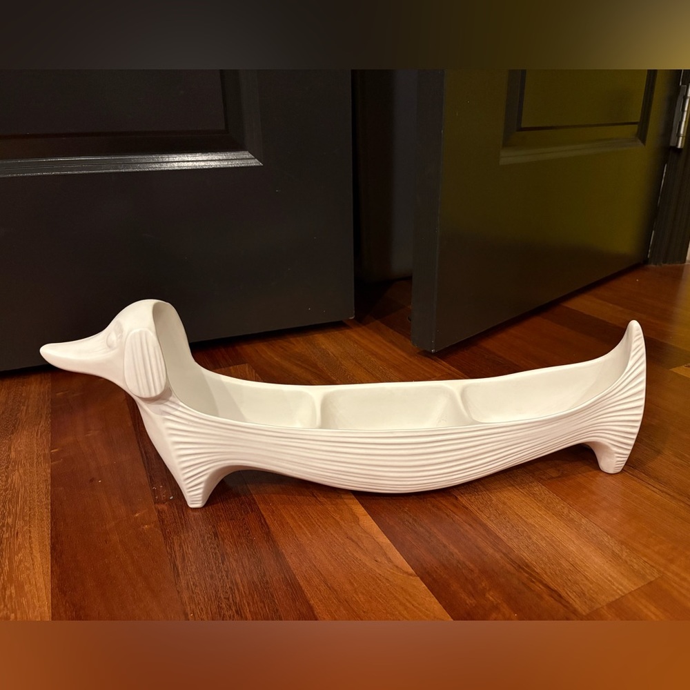 Jonathan Adler Dachshund Dog Three part dip dish in white